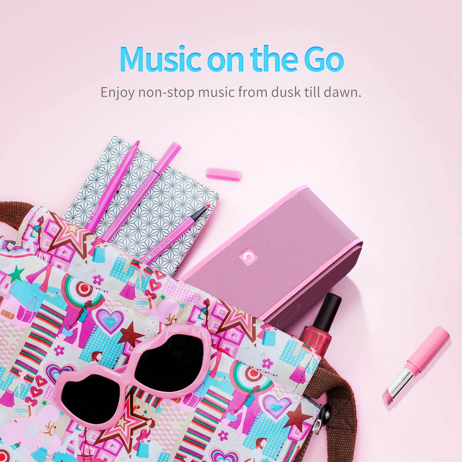 DOSS SoundBox Bluetooth Speaker, Portable Wireless Bluetooth 4.0 Touch Speakers with 12W HD Sound and Bold Bass, Handsfree, 12H Playtime for Phone, Tablet, TV, Gift Ideas[Pink]