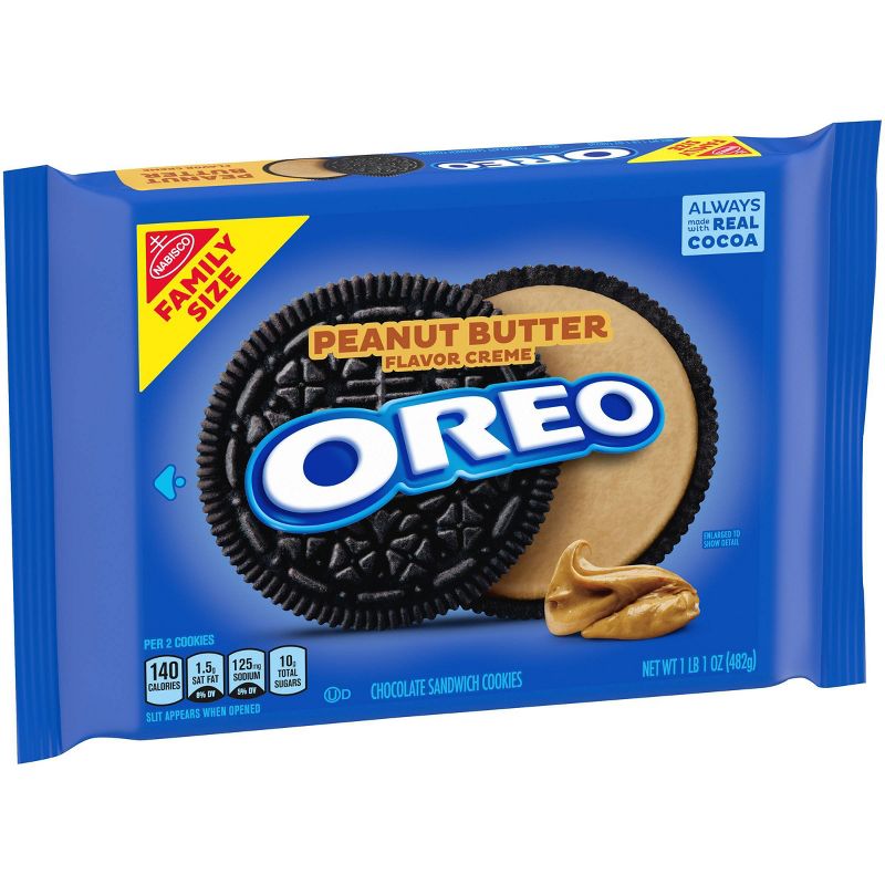 Oreo Peanut Butter Flavor Creme Chocolate Sandwich Cookies Family Size - 17oz