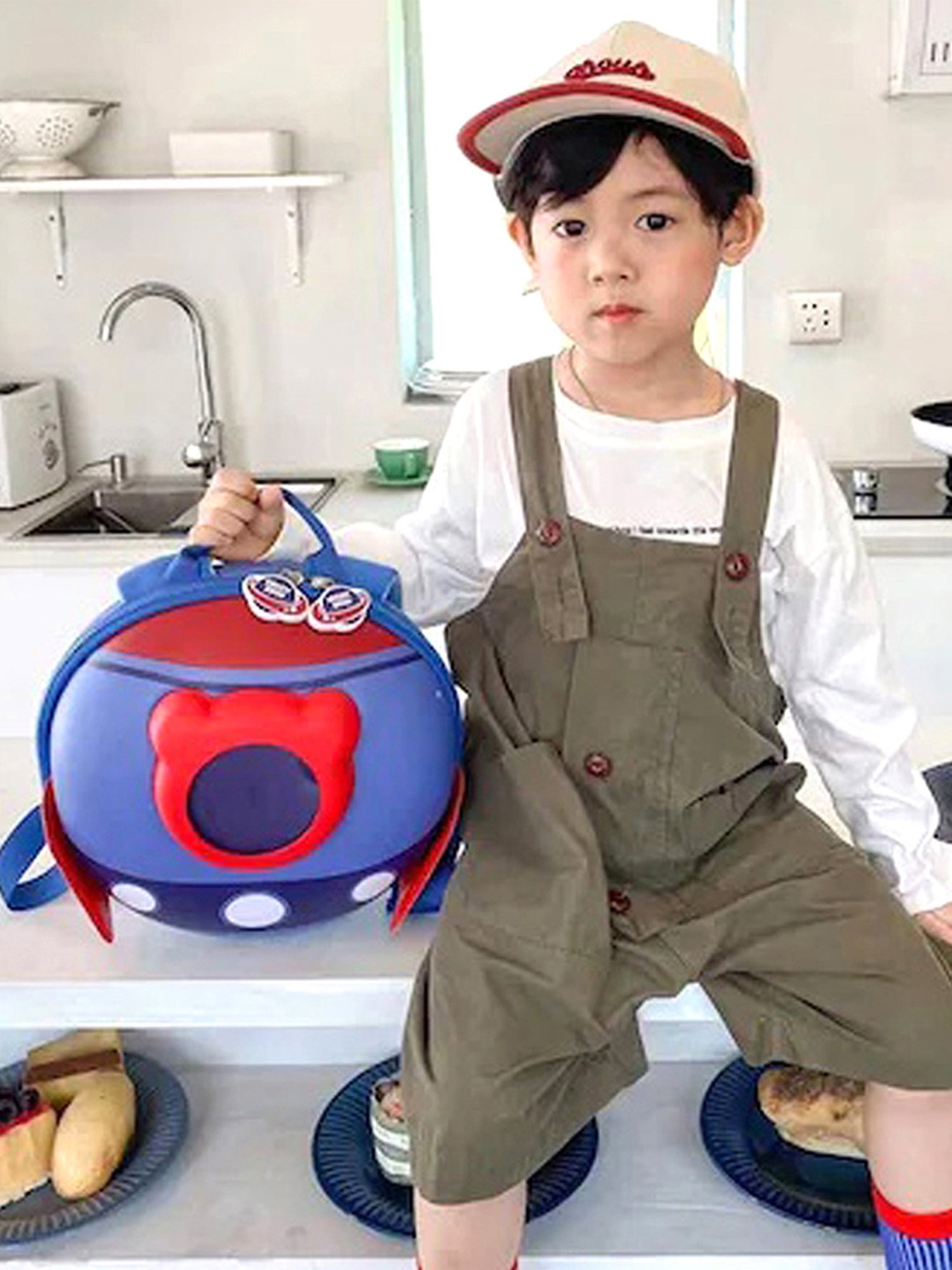 Little Surprise Box Space Capsule 3d Fins Blue Printed Backpack