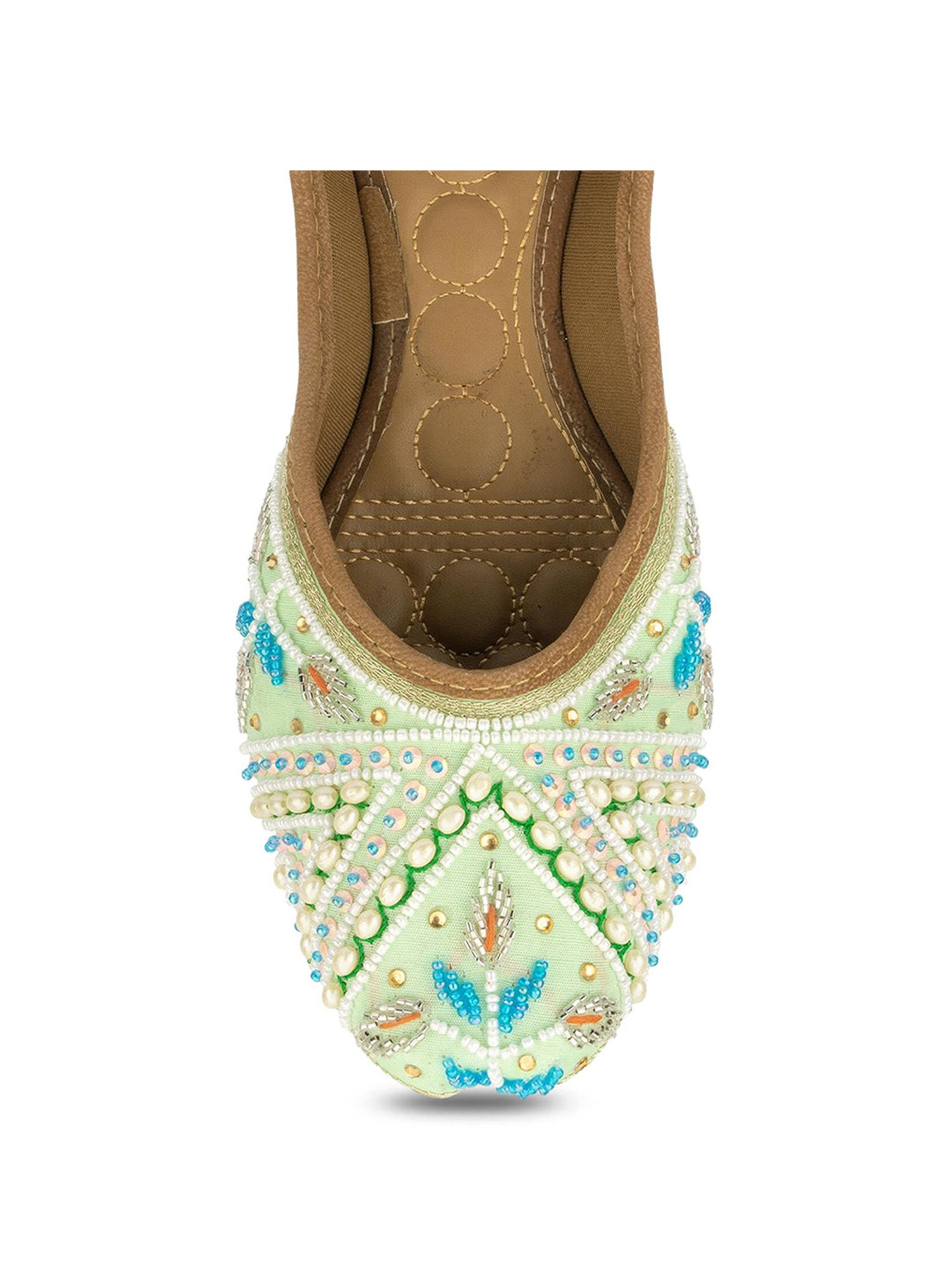 Desi Colour Women's Tea Green Ethnic Juttis