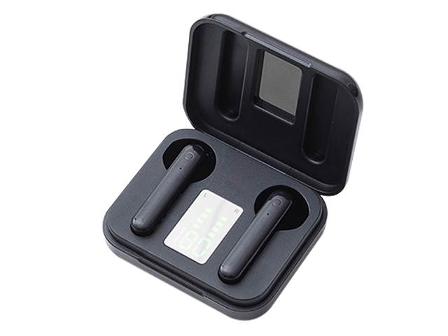 Hilinston Smart Bluetooth 5.0 Headset Smart Noise Reduction Wireless Digital Display LED Touch Semi-in-ear Headset 9H Battery Life HD call Wireless Sports Headset,Black,BE02