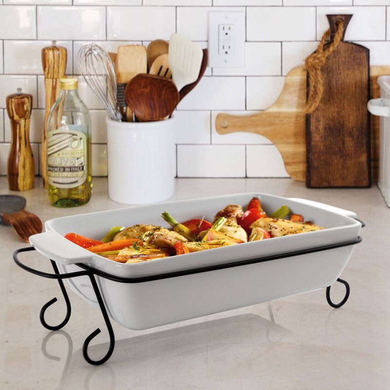 Gibson Elite 2pc Stoneware Rectangular Bakeware with Metal Rack