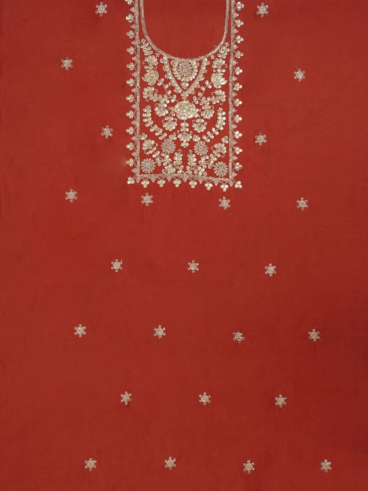 Jaipur Kurti Coral Embroidered Unstitched Dress Material