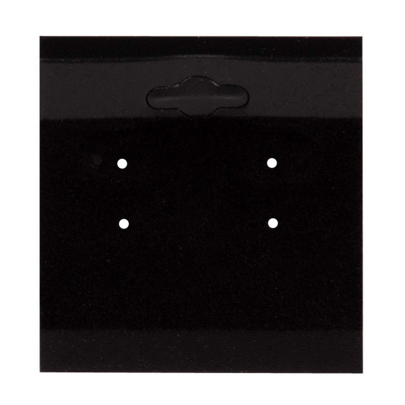 Genie Crafts Earring Cards - 100-Pack Earring Card Holder, Velvet Hanging Jewelry Display Cards for Earrings, Ear Studs, Black, 2 x 2 Inches