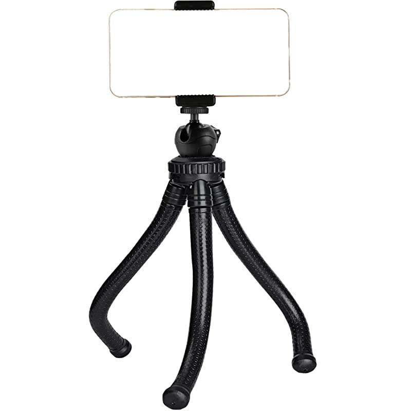 Phone Tripod Mount Stand Camera Holder for iPhone 1111 Pro11 Pro MaxXs XR Xs Max 8 7 Plus 6s Digtal Camera Galaxy S10 S9 S8 Plus S7 S7 Edge Note 10Camera and More Black