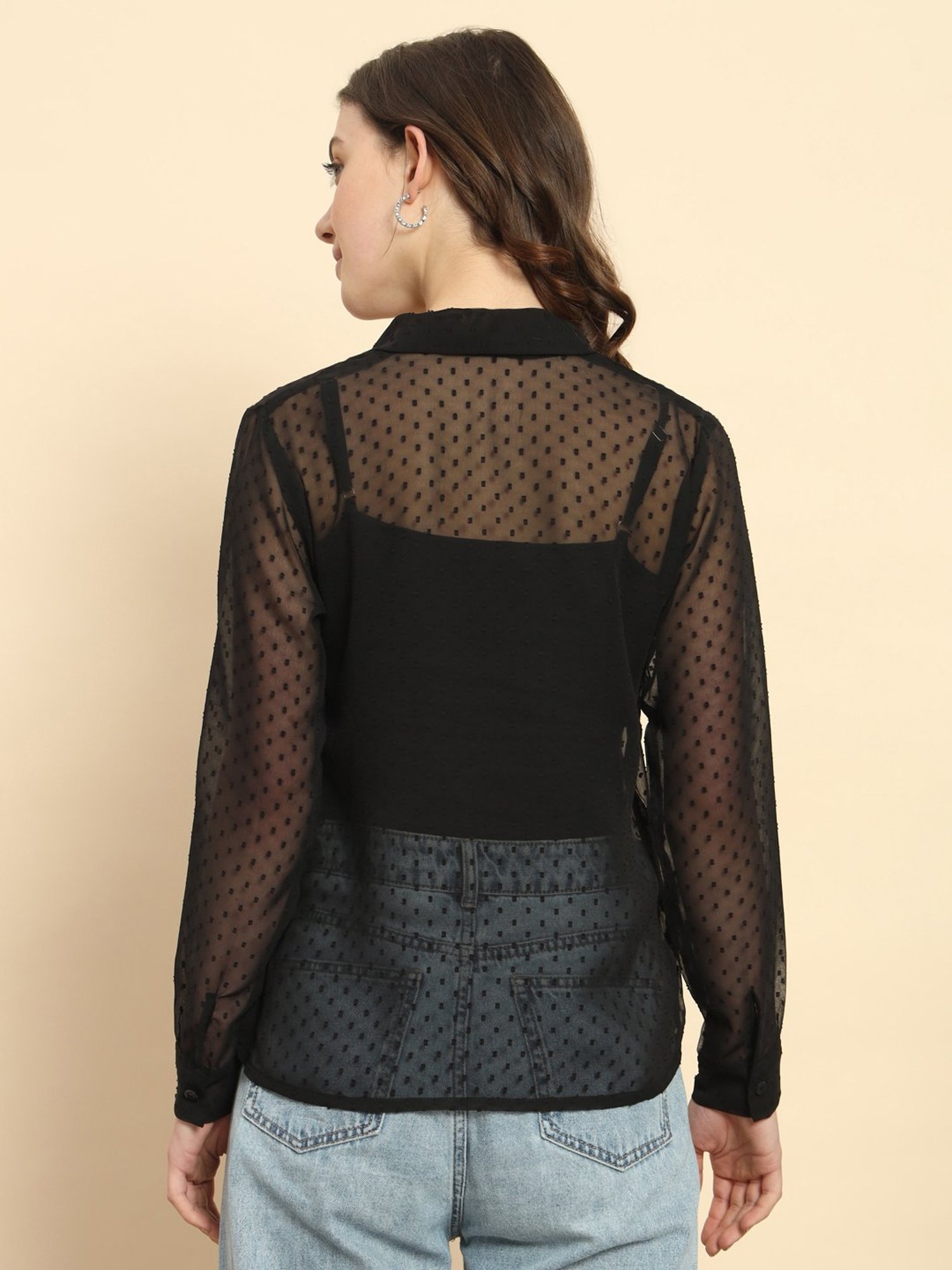 Trend Arrest Black Self Design Shirt