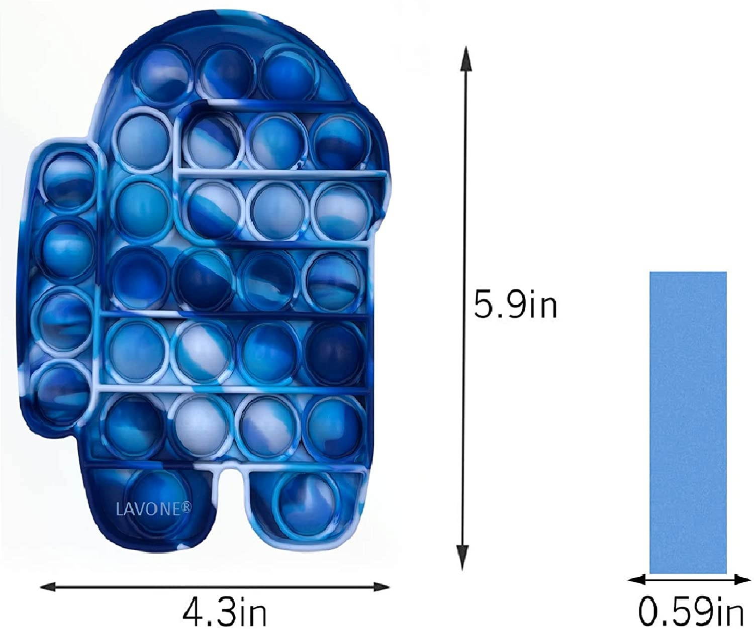 LAVONE Fidget Toys, Push Bubble Fidgets Sensory Toy, Pop Fidget Toy for Kids Adults, Silicone Stress Relief Toy - Blue