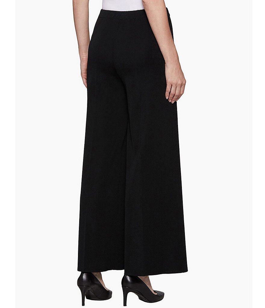 Ming Wang High-Rise Wide Leg Knit Pull-On Pant