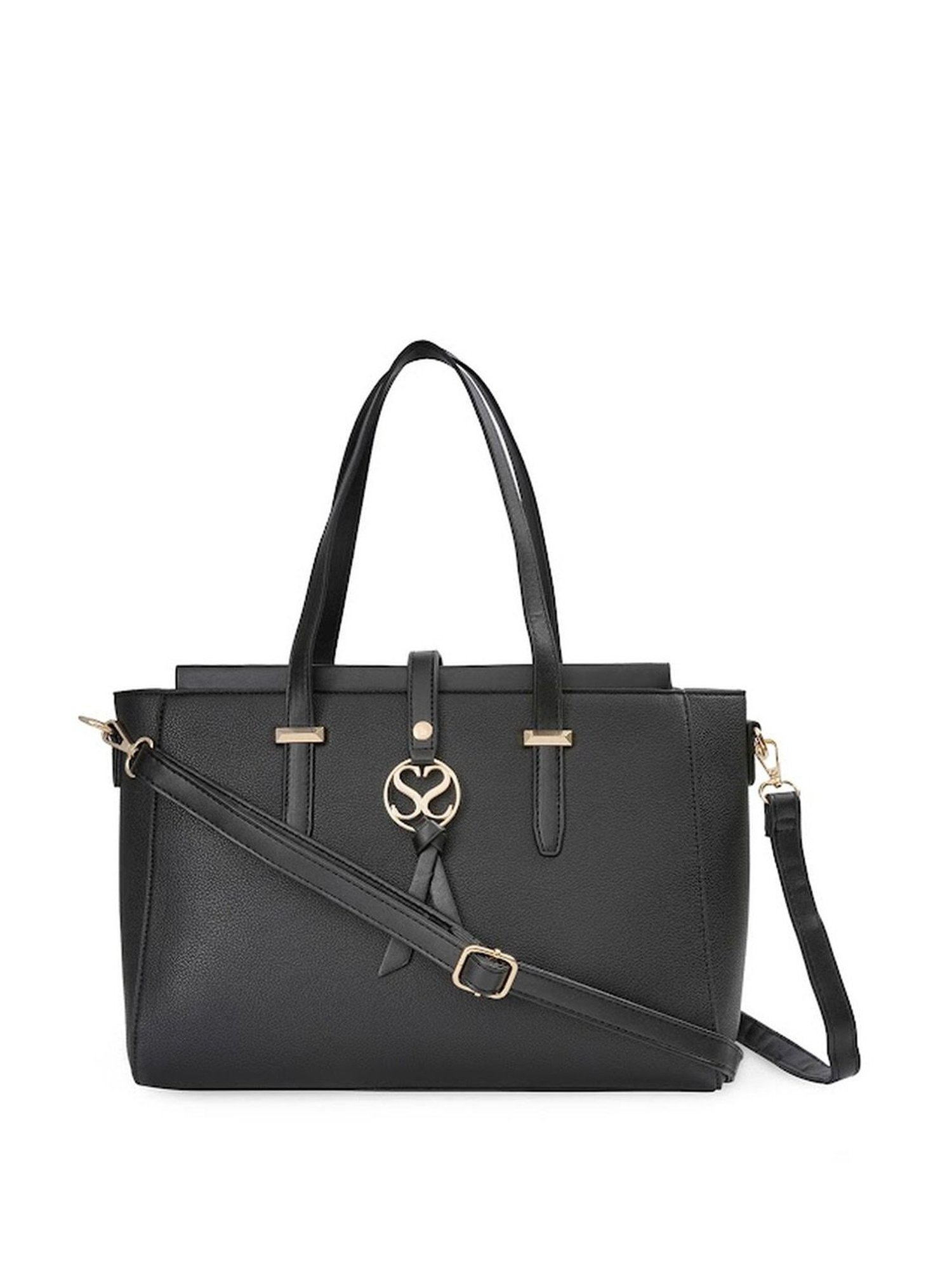Sugarush Carly Black PU Solid Shoulder Handbag