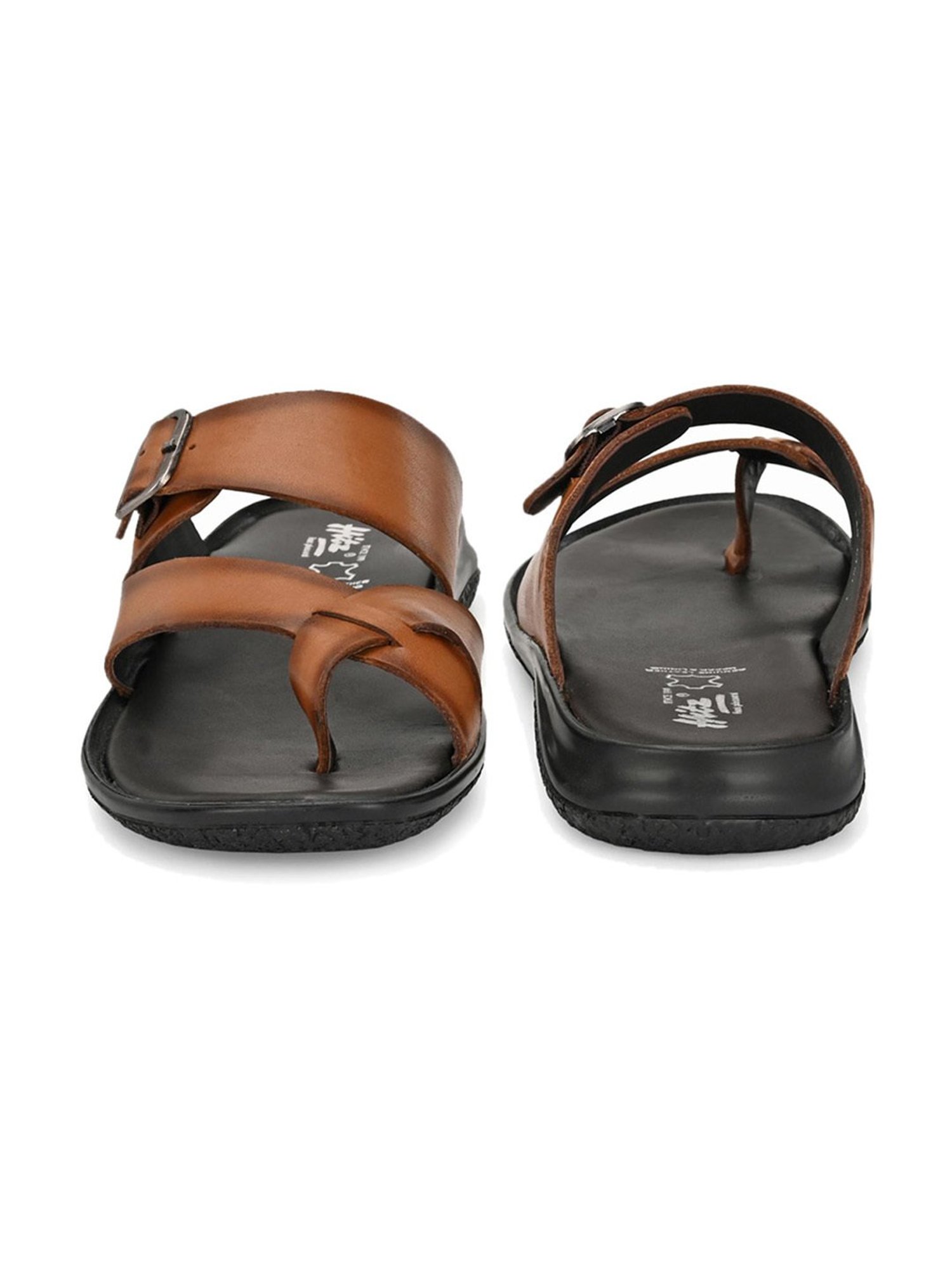 Hitz Men's Tan Cross Strap Sandals