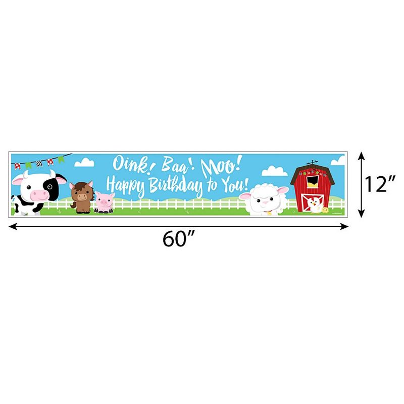 Big Dot of Happiness Farm Animals - Happy Birthday Decorations Party Banner