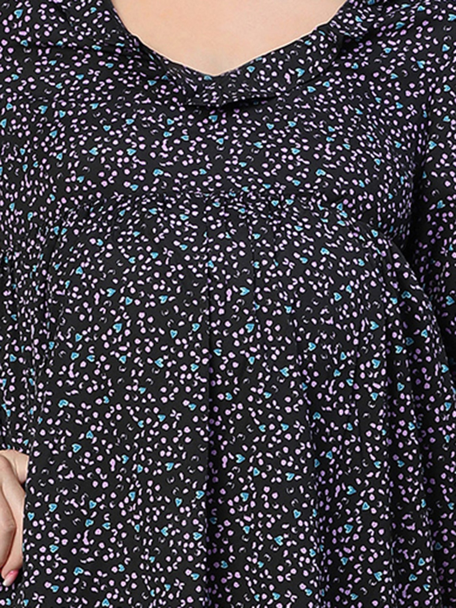 Oxolloxo Black Printed Maternity Dress