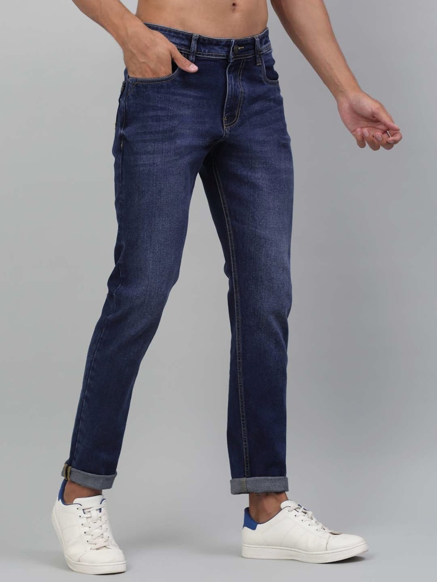 Louis Stitch Cobalt Faded Blue Slim Fit Jeans