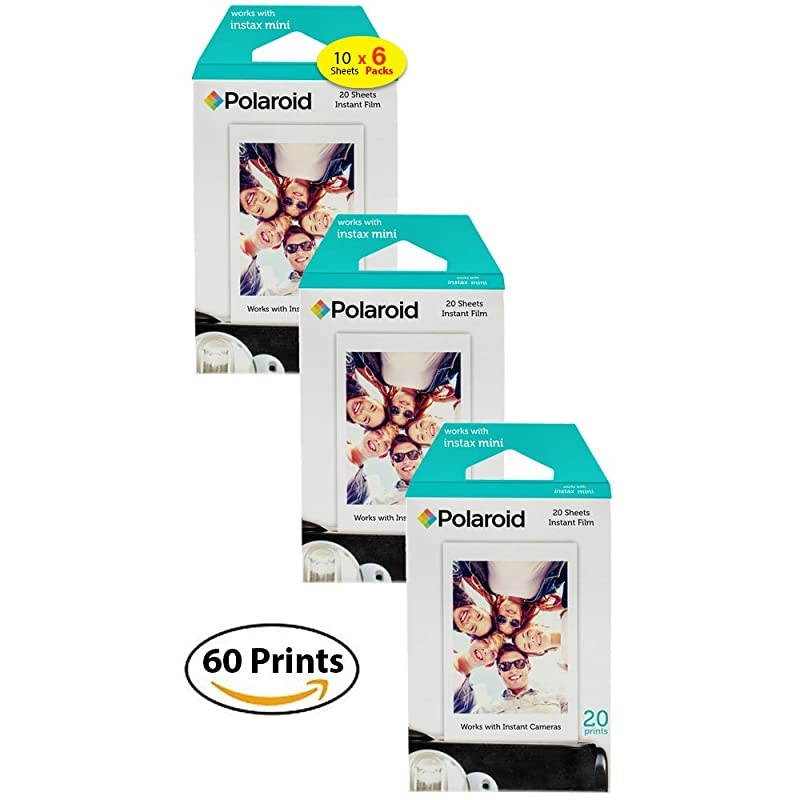 Instax Mini 9 Instant Camera (Smokey White), 6 x Packs of 10 Prints Instant Film (60 Sheets) with Groovy Case Bundle