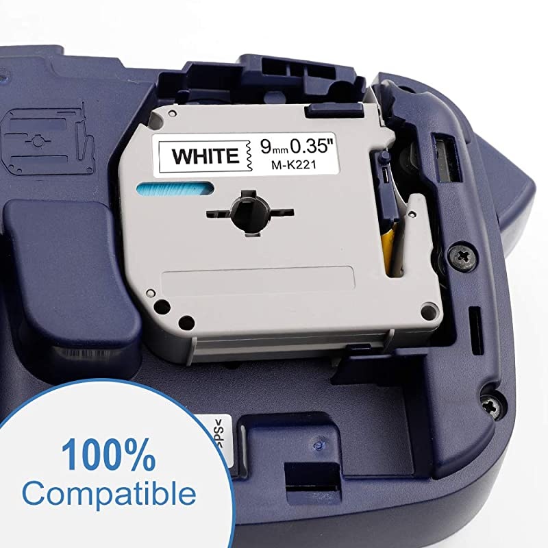 Compatible Label Tape Replacement for Brother P-Touch M Tape 9mm Cartridge M-K121 M-K221 M-K421 M-K521 M-K621 M-K721 for Ptouch PT-M95 PT-90 PT-100 PT65 PT-55BM PT-80 3/8 Inch x 26.2 Feet (8m)