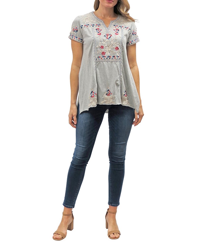 Karyn Seo Aura Vintage Inspired Floral Embroidered Cotton Tunic