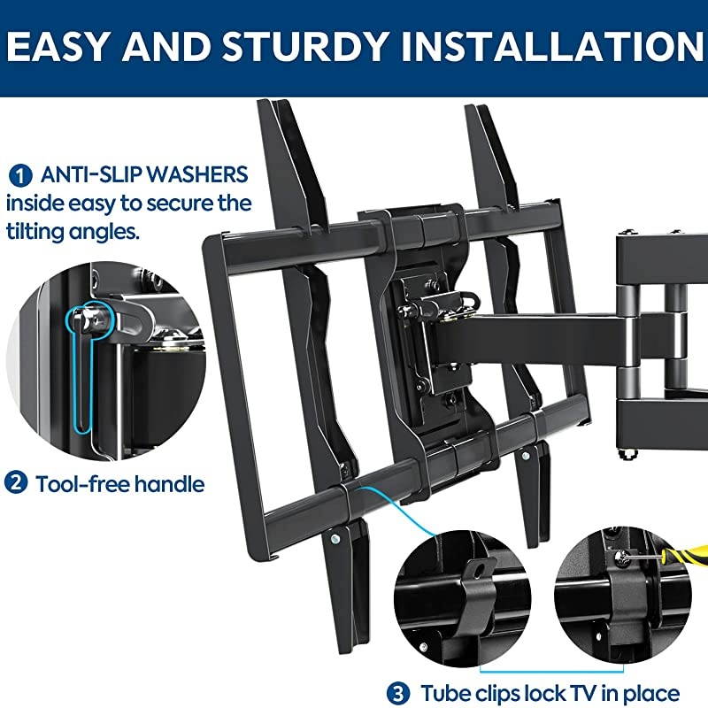 TV Mount Bracket for 4270 Inch Flat Screen TVs Full Motion TV Wall Mounts with Swivel Articulating Dual Arms Heavy Duty Design Max VESA 600x400mm 100 LBS Loading MD2296