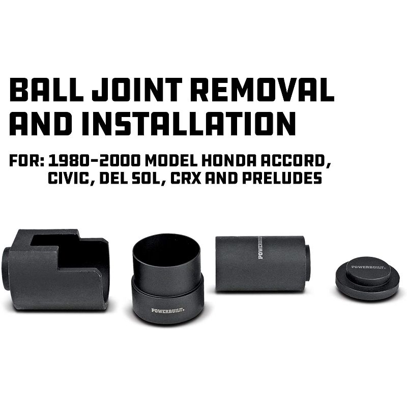 Powerbuilt 641321 Universal Heavy Duty Honda Lower Ball Joint Tool Adapter Kit with Durable Carrying Case