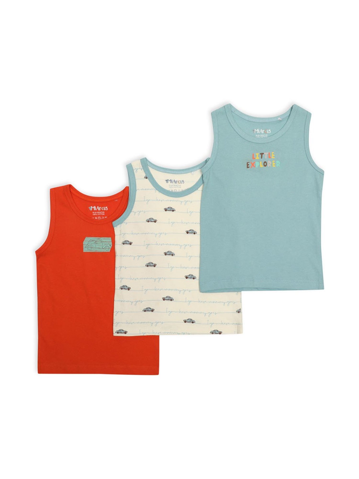 MiArcus Kids Multicolor Printed Vest( Pack Of 3)