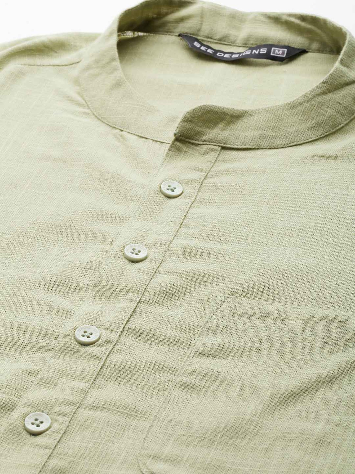 See Designs Green & White Cotton Regular Fit Kurta Bottom Set