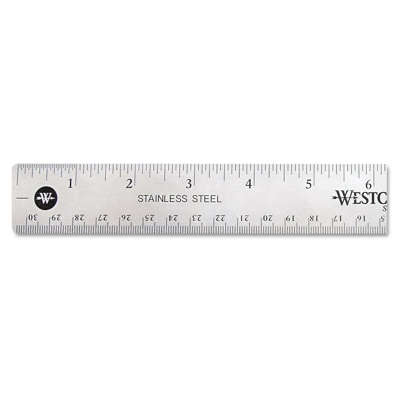 Westcott Stainless Steel Office Ruler With Non Slip Cork Base 12" 10415
