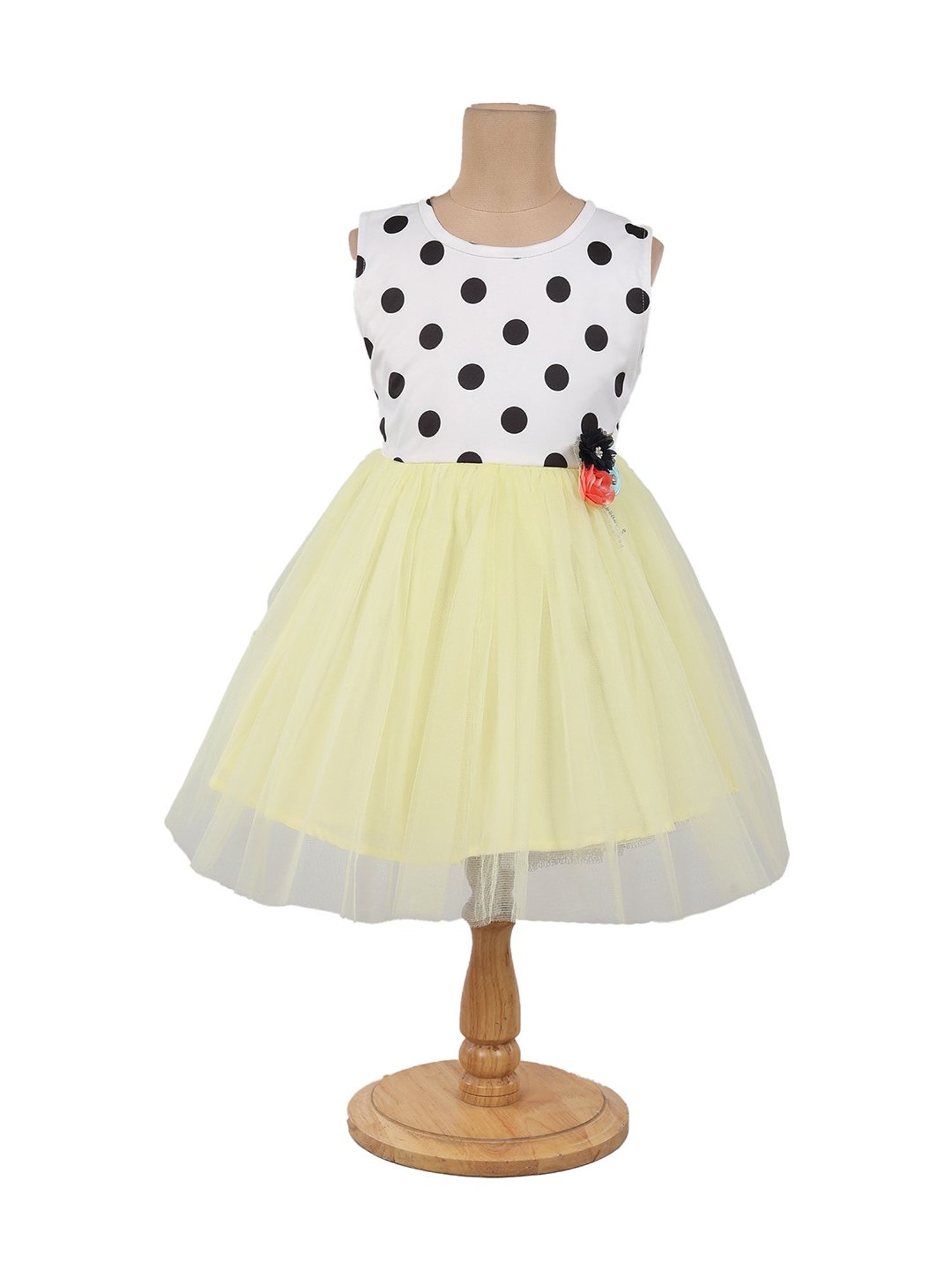 The Magic Wand Kids White & Yellow Printed Dress