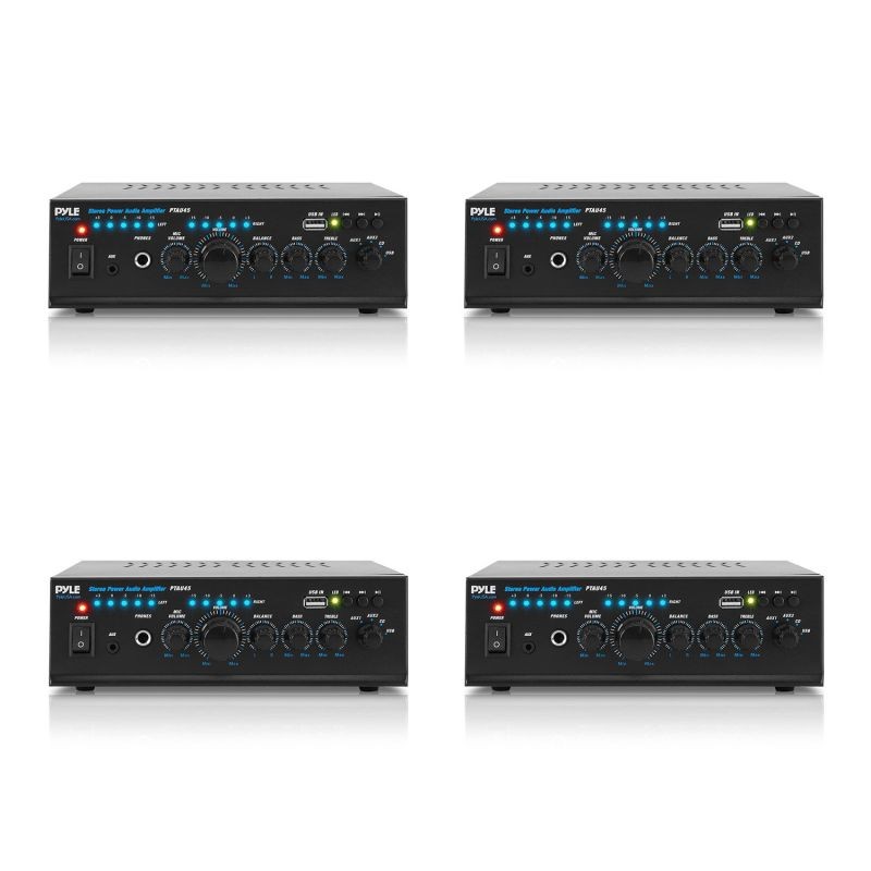 Pyle PTAU45 Bluetooth Home Audio 2 Channel Power Amplifier Receiver (4 Pack)