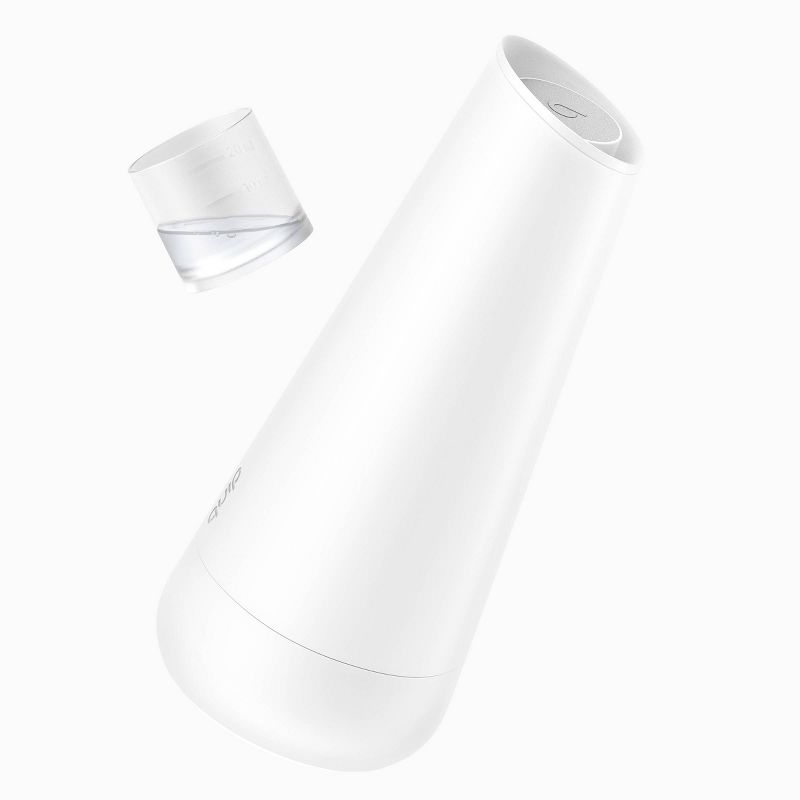 quip Plastic Refillable Mouthwash Starter Kit - Reusable Dispenser + Cup - 45-Use / 4x Concentrate / Mint Anticavity Fluoride Refill Included - White