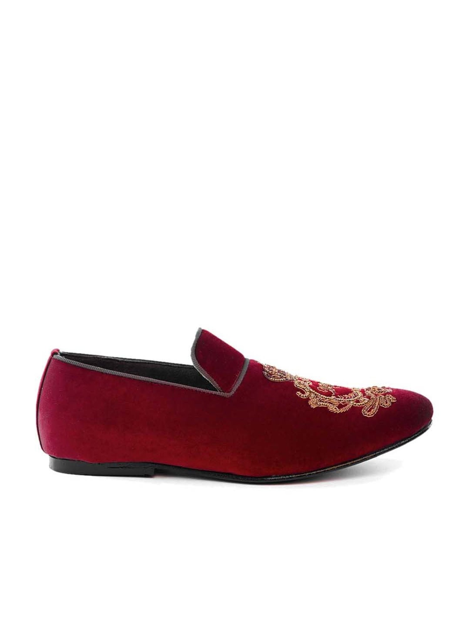 Monkstory Men's Opulenza Maroon Ethnic Mojris