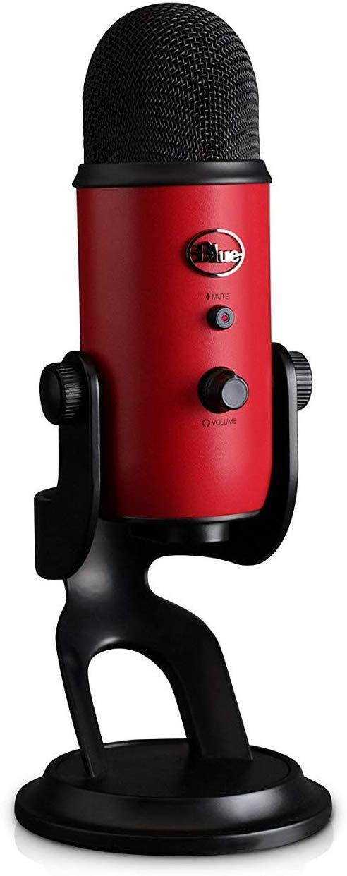 BLUE Microphones Yeti USB Microphone (Satin Red) with Knox Gear Pop Filter and 3.0 4 Port USB Hub Bundle