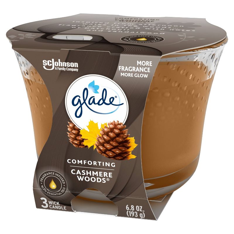 Glade Cashmere Woods 3-Wick Candle - 6.8oz