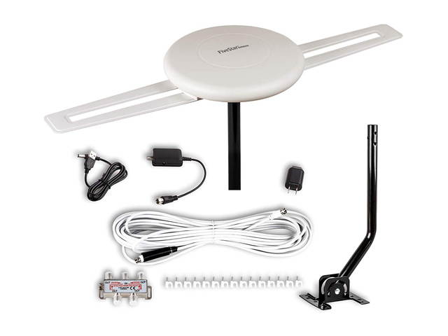 Five Star [Newest 2020] HDTV Antenna w/ 360&deg; Omnidirectional Amplified Outdoor TV Antenna up to 150 Miles Indoor/Outdoor, RV, Attic 4K 1080P UHF VHF Supports 4TVs Installation Kit & Mounting Pole