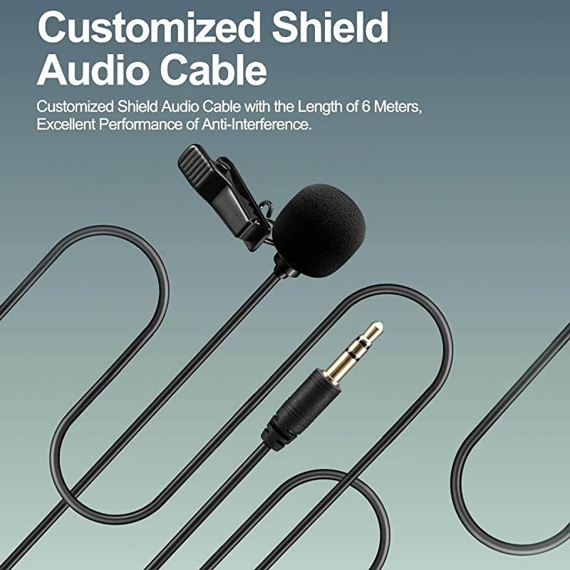 SLav 35mm Plug Lavalier Microphone Omnidirectional Condenser Mic for iPhone Android Smartphone Easy Clipon Recording Mic for Sony a6300 a6400 a6500 a6600 Canon Nikon YouTube Interview