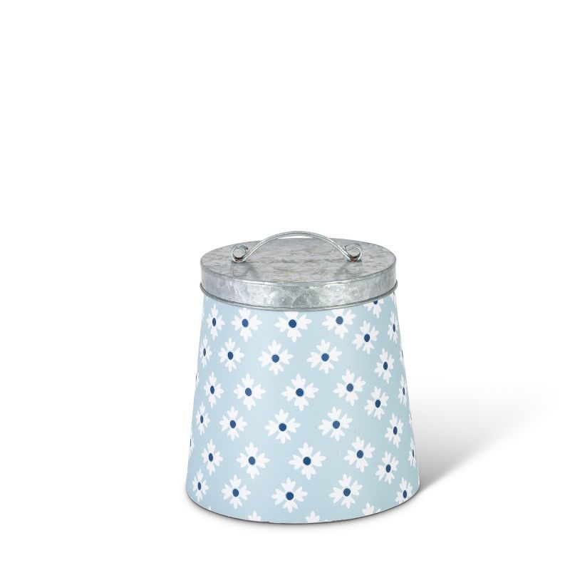 Lone Elm Studios Assorted style, Nested Galvanized Metal Milk Pail Canisters with Blue Mix & Match Pattern