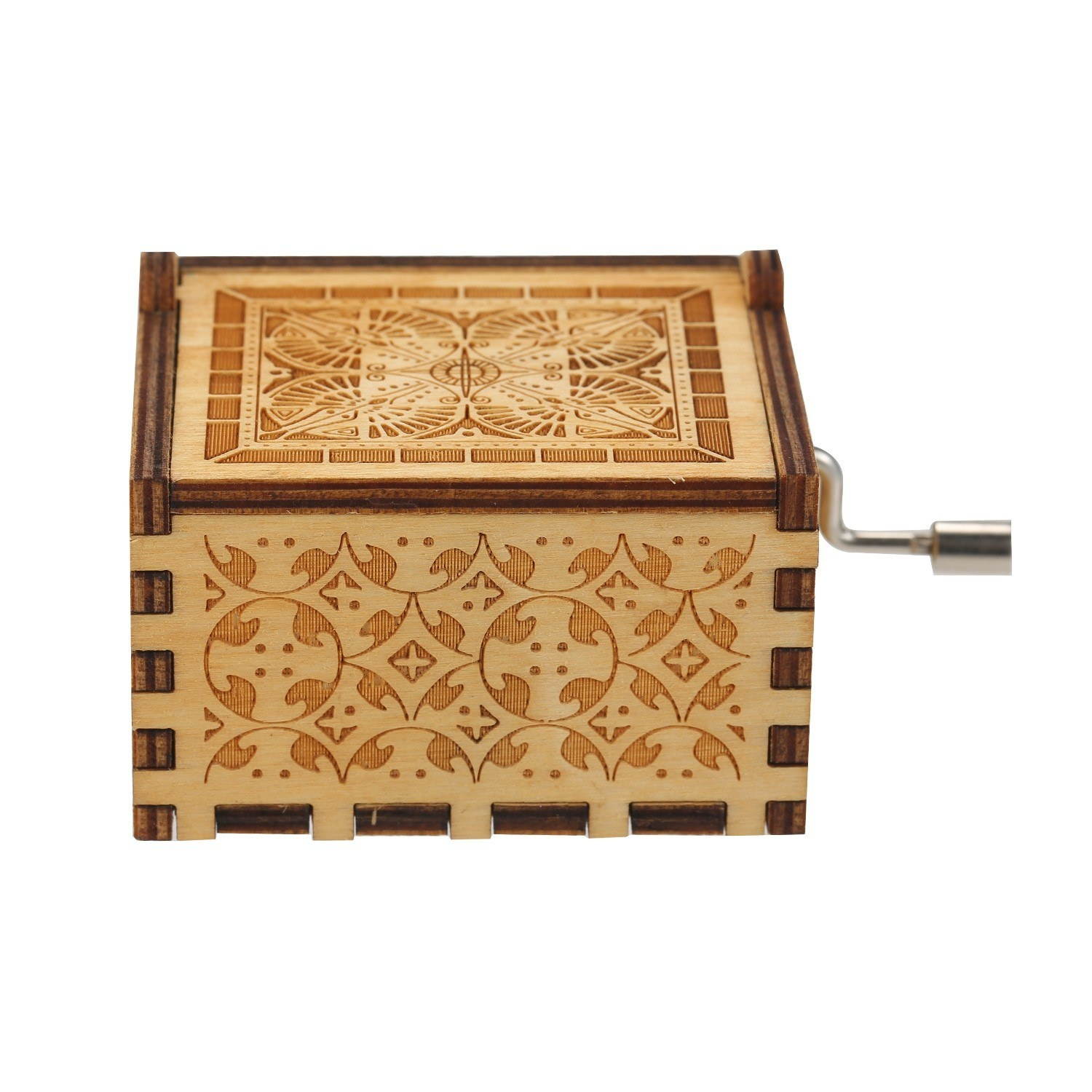 Vintage Wooden Music Box Hand Crank Music Case Carved Engraving Children Toy Christmas Festival Presents