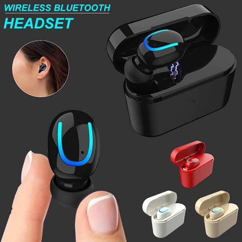 Zgeer Bluetooth 5.0 Wireless Headset Ultra Mini Portable Earphone Stereo Single Earbud with Charging Box