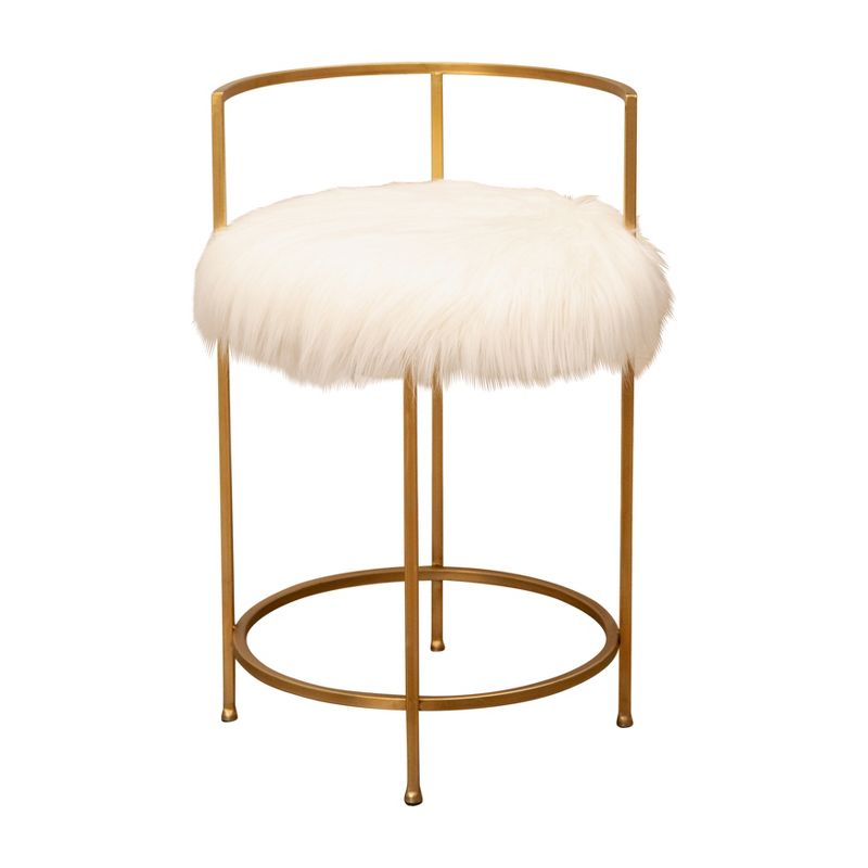 Louise Faux Fur Counter Height Barstool Gold - Abbyson Living