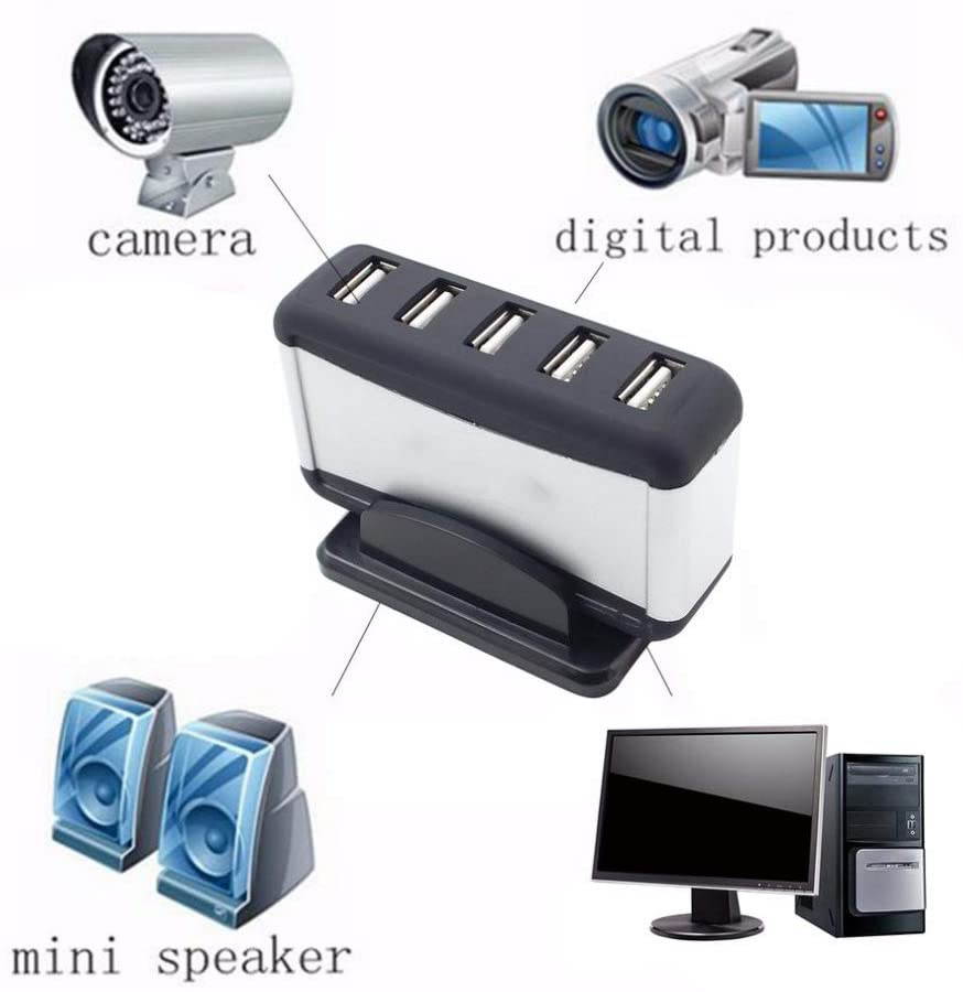 Portable 7 Port USB 2.0 HUB High Speed USB Splitter with AC Power Adapter Cable for PC Laptop USB Charging