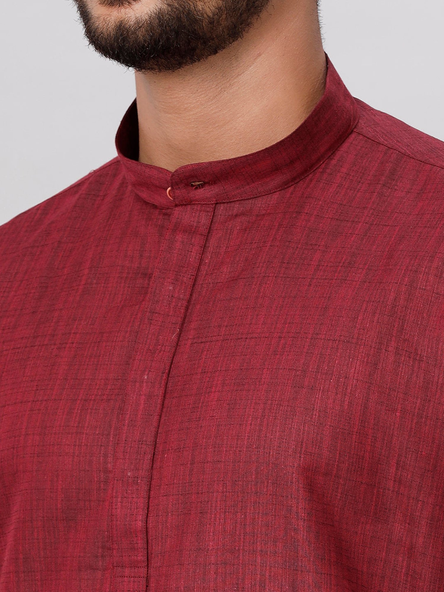 Ramraj Maroon Cotton Regular Fit Kurta Set with Bottom