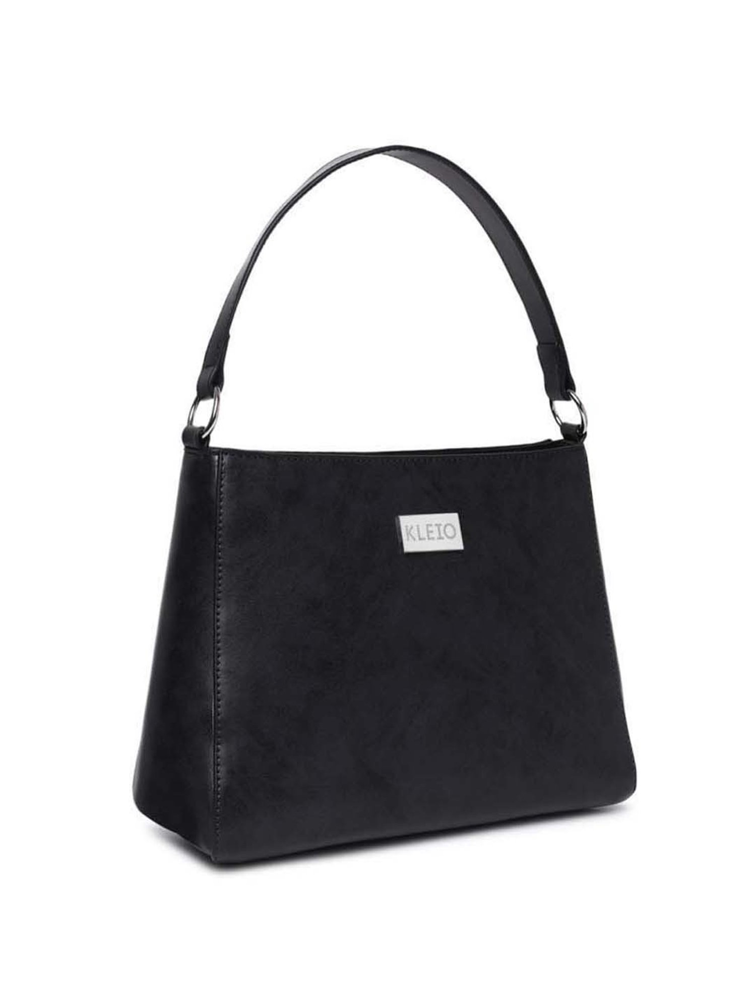 KLEIO Black Solid Medium Hobo Handbag