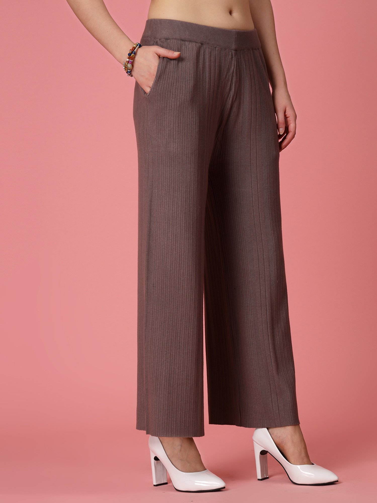 Mafadeny Brown Regular Fit Mid Rise Palazzos