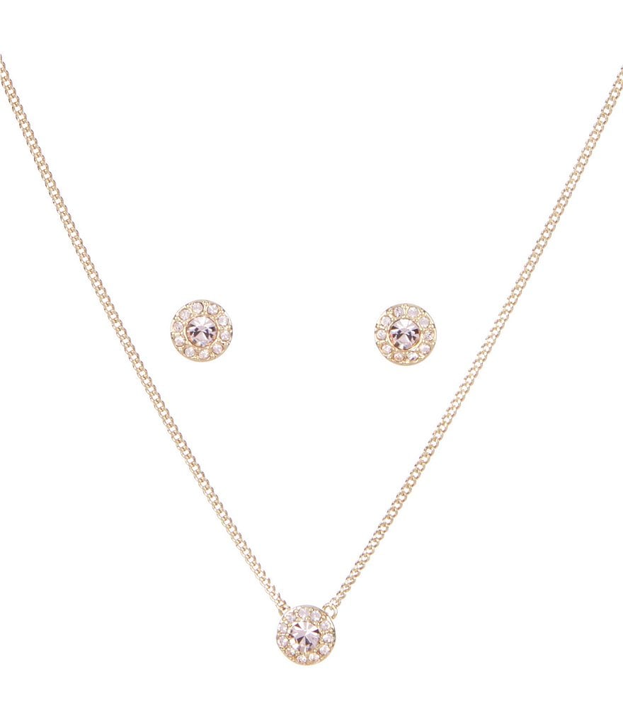 Givenchy Gold Silk Pave Neck and Earring Set