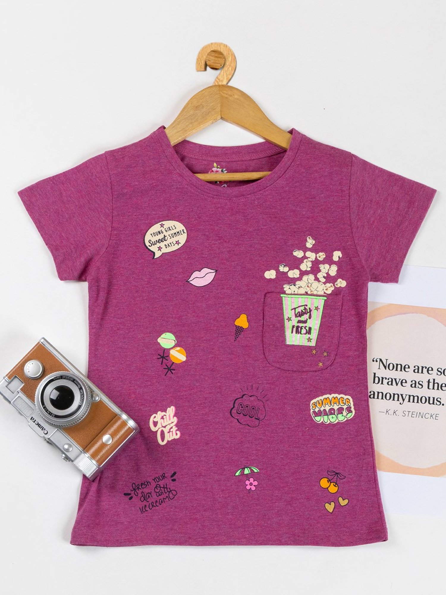 NINS MODA Kids Magenta Printed Top