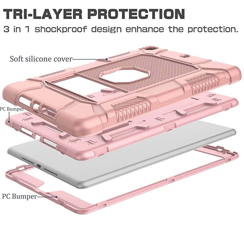 Case for iPad 8th Generation/iPad 7th Generation (10.2 Inch, 2020/2019 Model), Slim Heavy Duty Shockproof Rugged High Impact Protective Case for iPad 10.2 inch 2020/2019,Rose Gold
