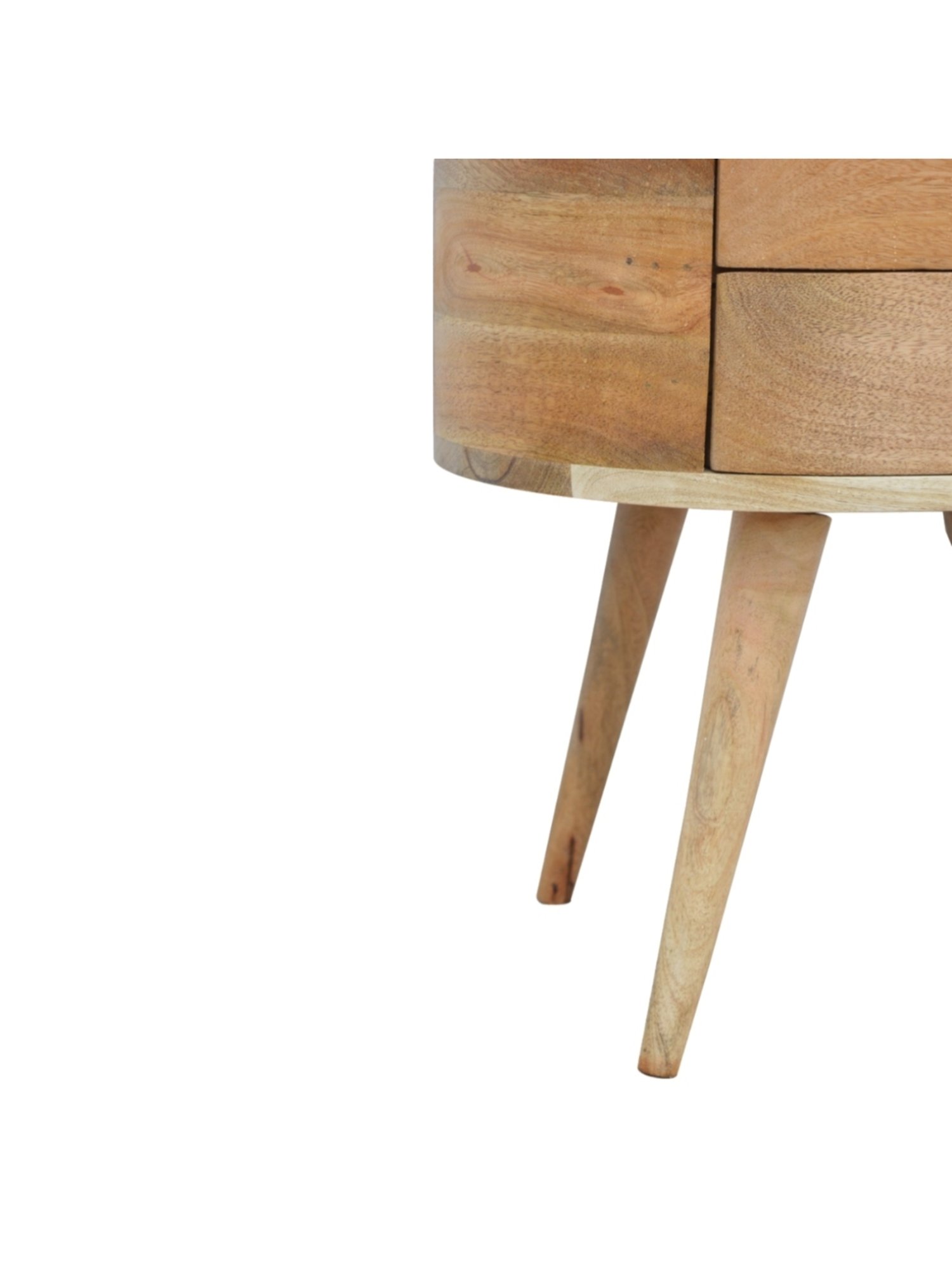 Artisan Furniture Solid Brown Mango Wood Rounded Side Table
