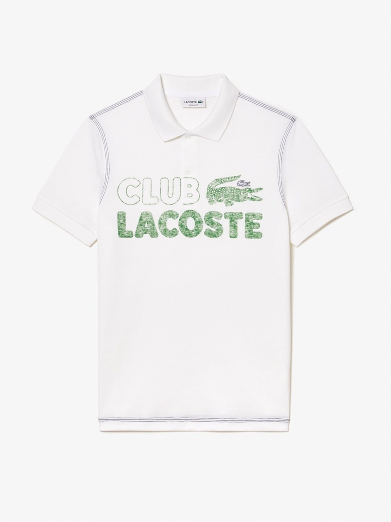 Lacoste White Cotton Regular Fit Printed Polo T-Shirt