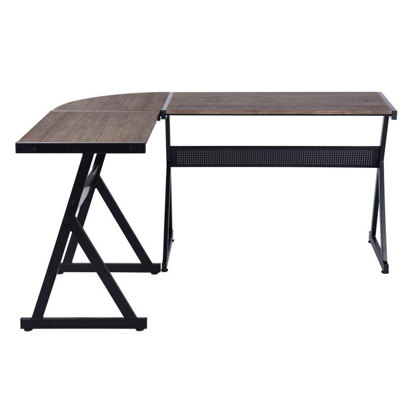 Industrial Wood L-Shape Office Table Writing Desk Computer Desk