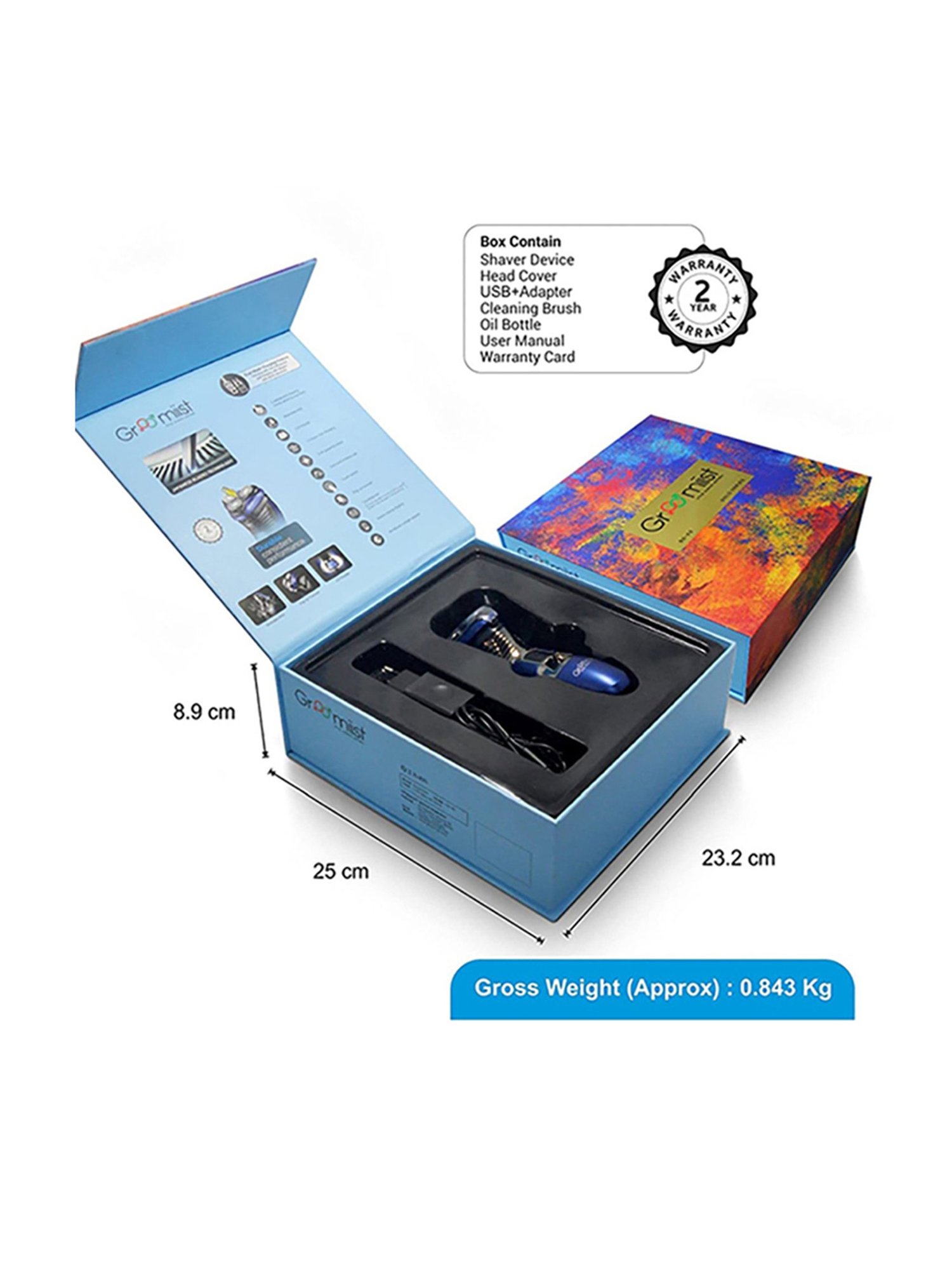 Groomiist GS-05 Gold Series Cordless Shaver - 45 Min Runtime (Blue and Silver)