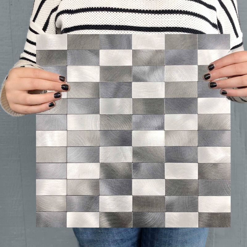 DIP Design is Personal 10pk Stack 12'' x 12'' Tiles Backsplash Silver Mix