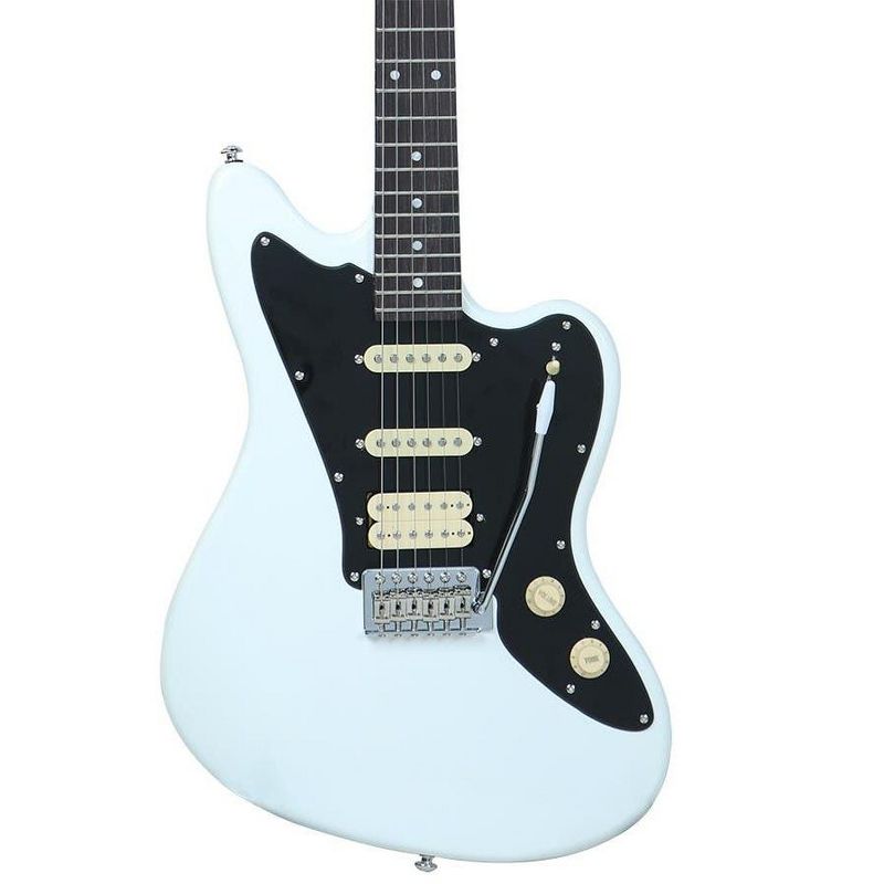 Monoprice Offset OS20 Classic Electric Guitar - White, With Gig Bag, Two Single Coils and a Humbucker - Indio Guitars